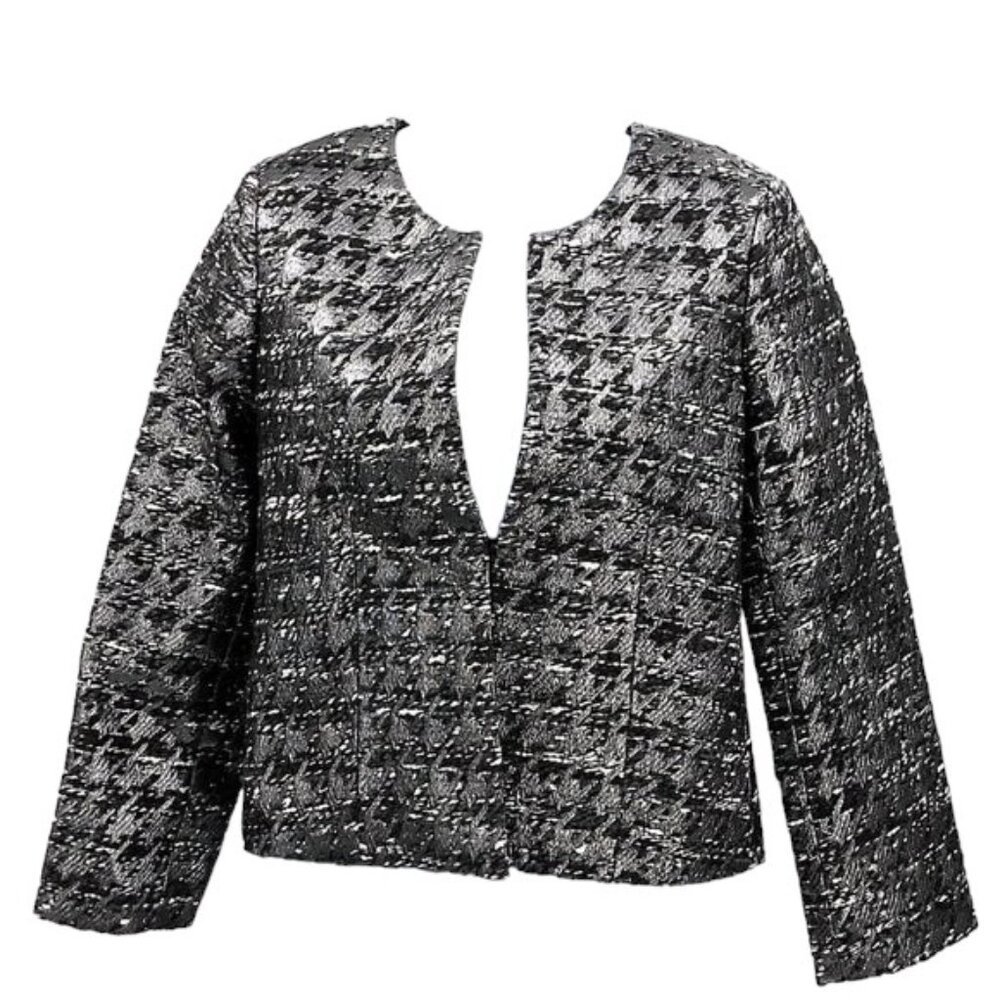 NWT J. Crew "Phoebe"  Wool- Metallic Houndstooth Jacket